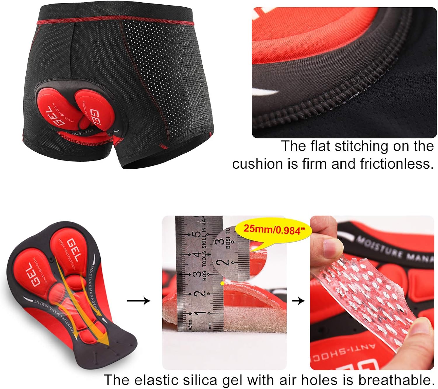 ARSUXEO Men's Gel Padded Cycling Underwear MTB Bike Bicycle Compression Shorts 001C: Clothing