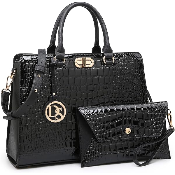 Sac à Main Femme En Cuir Verni - Sac Fourre-tout Bandoulière - Imprimé Crocodile - Taille 33x25cm