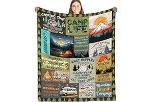 Camping Gifts for Women Men, Blanket Gifts for Camping Lovers, Soft Flannel Blanket Gift for Camper Outdoor, Campsite Outdoor