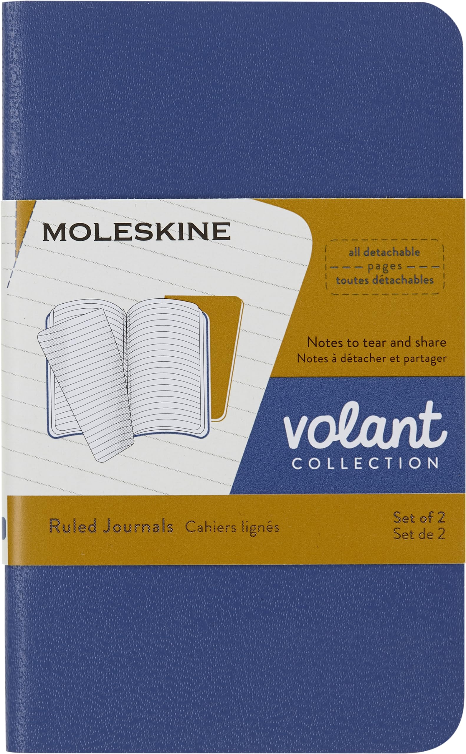 Moleskine QP701B41M17 X-Small Volant Ruled Forget Journals - Blue Amber/Yellow