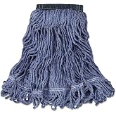Rubbermaid Commercial Products Swinger Loop Mop Head, Medium, Blue, 5" Band | Replacement Mop Head, 4-Ply Cotton and Synthetic Yarn, Looped Ends Reduce Fraying, Absorbent and Strong, for Floor Cleaning
