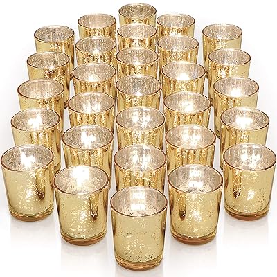 Buy Letine Gold Votive Candle Holders Set Of 36 Speckled Mercury Gold Glass Candle Holder Bulk Ideal For Wedding Centerpieces Party Supplies Home Decor Online In Turkey B07q1n1qmk
