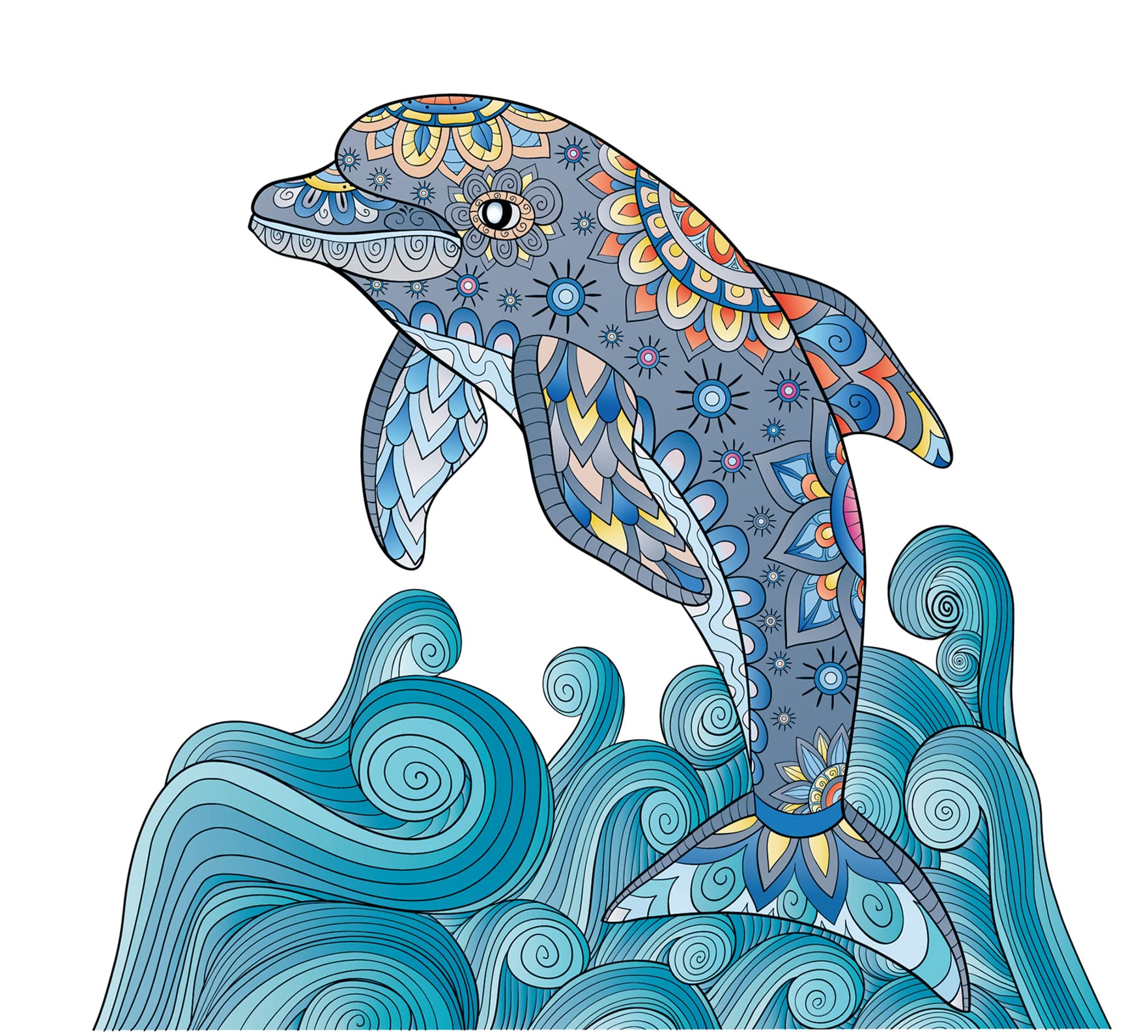 Logica Puzzles Art. The Dolphin - Mandala Puzzles - Wooden Puzzle - Innovative Shapes Puzzle - 11,2 x 10,2 inches - 108 pc