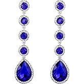 BriLove Women's Elegant Wedding Bridal Crystal Beaded Teardrop Chandelier Dangle Earrings