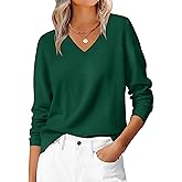 ANRABESS Womens Long Sleeve V Neck Sweaters 2025 Fall Casual Classic Soft Loose Fit Basic Pullover Jumper Top