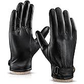 OZERO Leather Gloves for Men in Driving, Durable Mens leather gloves with Touchscreen in Motorcycle, Gifts for Dad or Husband