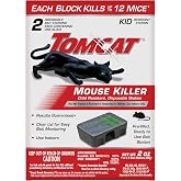 Tomcat Mouse Killer, Child Resistant, Disposable Station, 2 Stations | Tamper-Resistant Indoor Bait Station with Clear Monitoring Window, 2 Pre-Filled Ready-To-Use Bait Stations