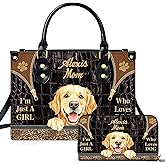 Personalized Pet Mom Leather Handbag – Custom Name Dog Cat Photo Purse, Pet Lover Gifts for Women, Christmas