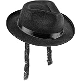 Dress Up America Jewish Rabbi Hat for Adults - Black Costume Fedora with Side Locks - One Size Fits Most