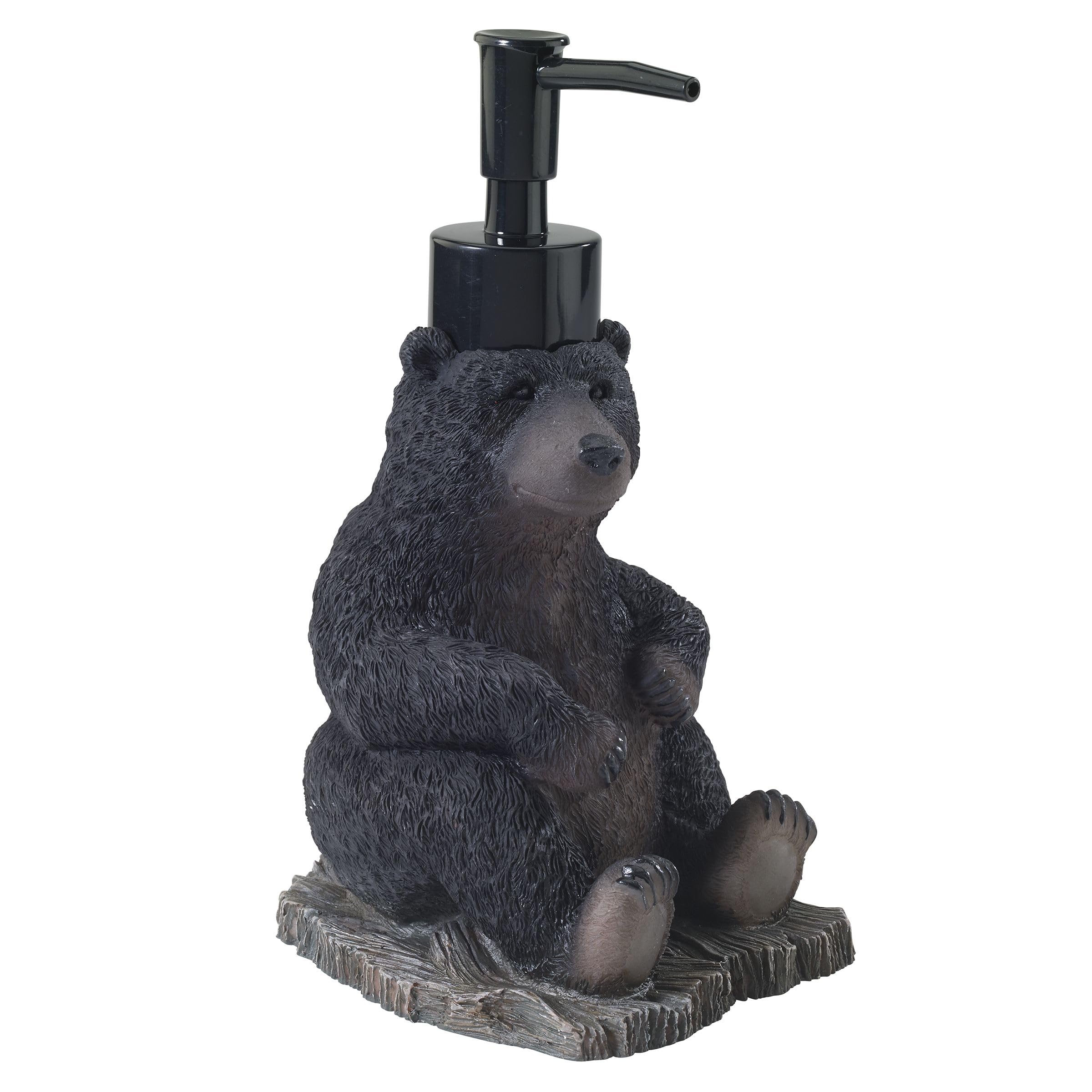 Photo 1 of Avanti Linens - Soap Dispenser/Lotion Pump, Resin Countertop Accessories, Animal Bathroom Decor (Black Bear Lodge Collection)