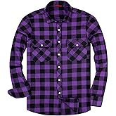 Alimens & Gentle Men's Button Down Regular Fit Long Sleeve Plaid Flannel Casual Shirts