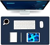 K KNODEL Small Office Leather Desk Mat 60x35cm Dark Blue Double Sided