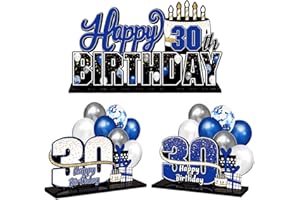 LINGTEER Happy 30th Birthday Blue Acrylic Table Topper Centerpieces Set - Cheers to Thirty Years Old Birthday 30th Bday Party Gift Decorations.