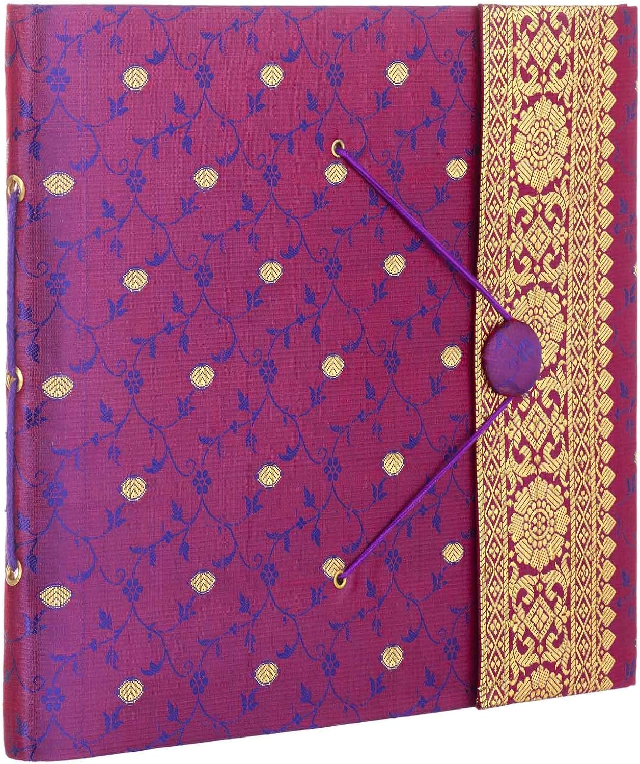 Sari Fabric Cover Photo Album Large, Purple