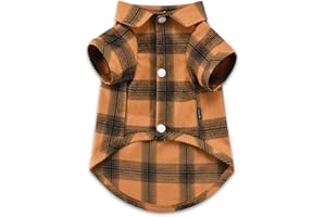 Koneseve Dog Shirt Plaid Dog Clothes for Small Dogs Boy Girl Cat Clothes Soft Puppy Outfit Adorable Pet T-Shirts Kitten Grid Costume Apparel Thanksgiving Christmas Clothing (Yellow; L/Large)