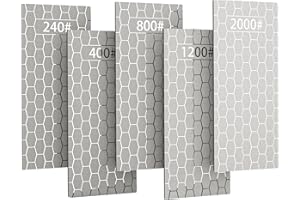 CWOVRS Diamond Sharpening Stones, 5 PCS Diamond Sharpening Plates with Honeycomb Surface Plate for Scissors Knives Outdoor Tools From Coarse To Extra Fine 200/400/800/1200/2000 Grit