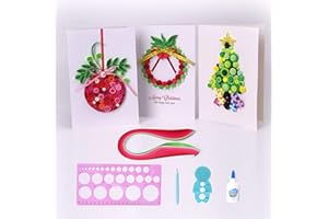 ACADOIT DIY Christmas Card Making Kit with Quilling Tool- Fun Quilling Craft Kit and Matching Envelopes Thank You Card Art Crafts for Beginners -for Boys Girls and Adults