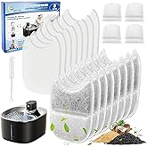 Cunina 8+8 Set Cat Water Fountain Filters & Pump Sponges for 135 fl oz/4L Wilreless Cat Water Fountain, Replacement Filters & Sponges Pet Drinking Fountain Battery Operated for YPD-C004S,YPD-C004P