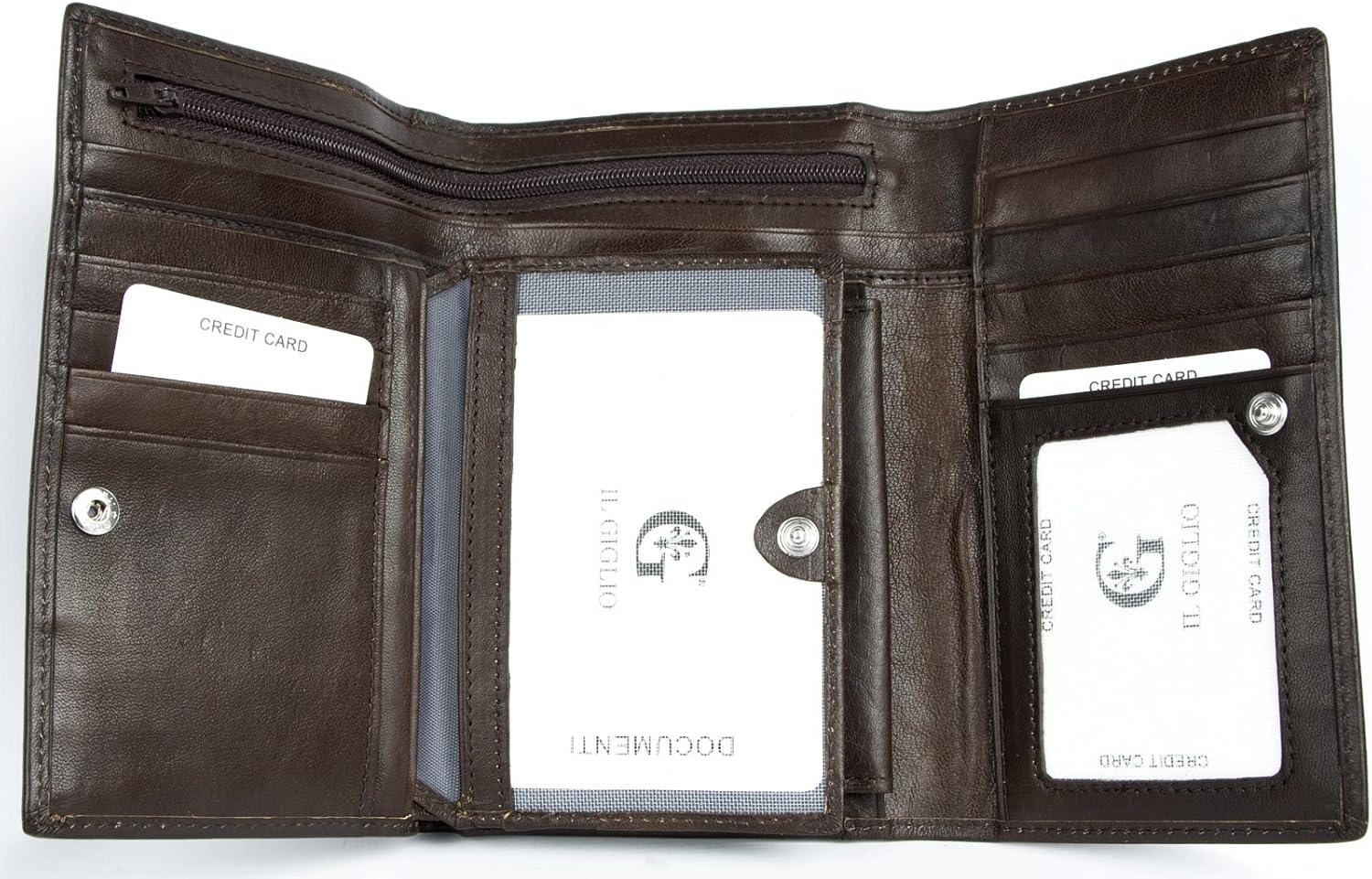 Il Giglio Women's Genuine Leather Wallet Without Any Logos or Markings Brown - Image 4