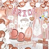175Pcs Bachelorette Party Decorations Supplies Rose Gold Bridal Shower Party Decorations Bride to be Balloons with Tiara,Veil,Banner,Curtains,Sash,Photo Booth Props,Tablecloth,Tableware for 25 Guests