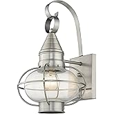 Livex Lighting 26901-91 Transitional One Light Outdoor Wall Lantern from Newburyport Collection in Pwt, Nckl, B/S, Slvr. Fini