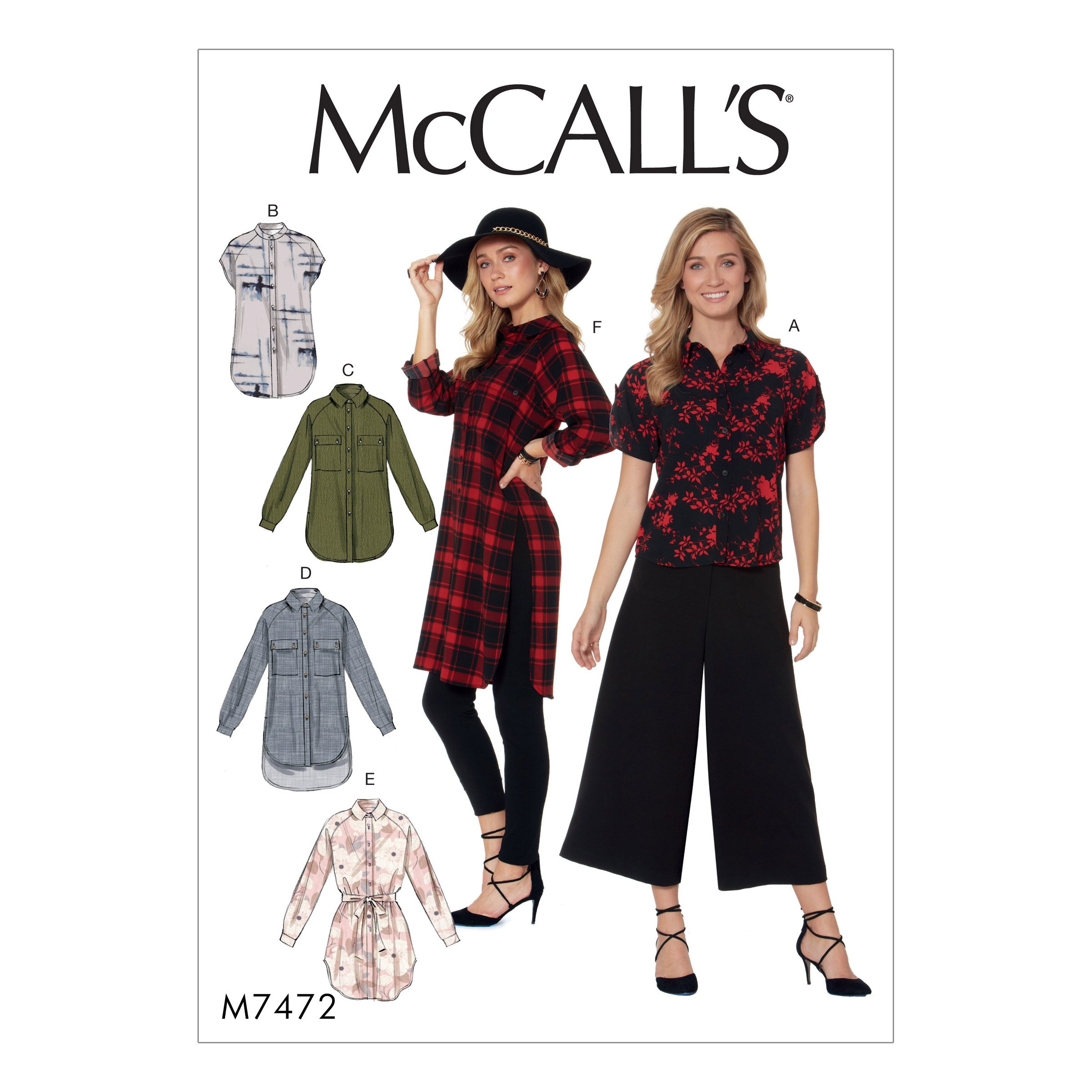 McCall's Patterns 7472 E5,Misses Shirts,Tunics and Belt,Sizes 14-22, Tissue, Multi/Colour, 17 x 0.5 x 0.07 cm