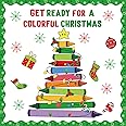 gisgfim Christmas Bulletin Board Decoration Set Colorful Crayon Christmas Tree Paper Cutouts Christmas Classroom Bulletin Board Decor for Xmas Winter Holiday Party School Door Home Wall(Crayon)