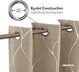 Deconovo Silver Wave Line Foil Printed Eyelet Curtains Taupe W52 x L84 Pair view 4