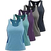 Real Essentials 5 Pack: Women's Racerback Tank Top Dry-Fit Athletic Performance Yoga Activewear (Available in Plus Size)