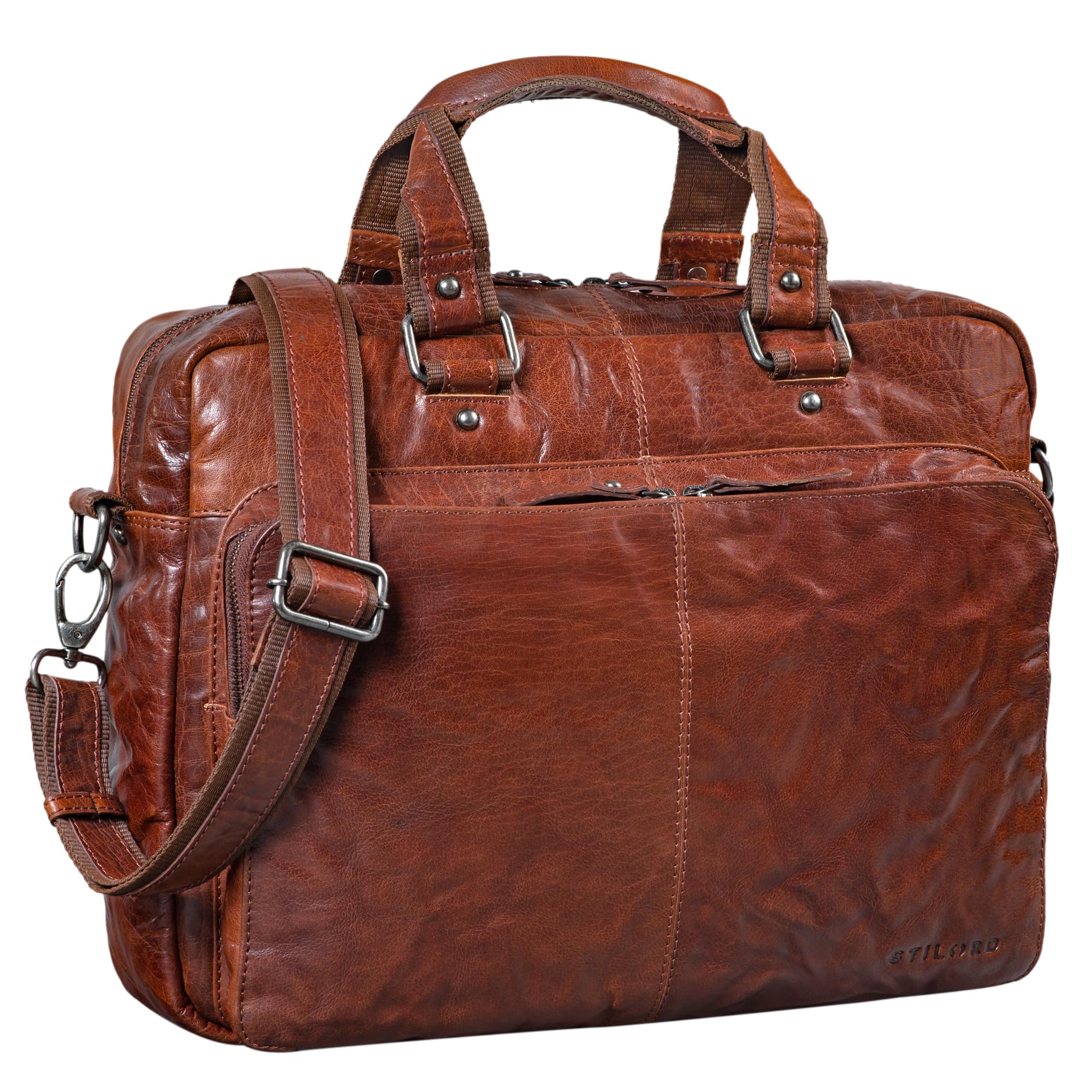 STILORD "Gero" Messenger Bag Leather Gero 15 Liters Colour:Brandy - Brown