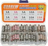 HUAREW 5 Values 100 Pcs Ceramic Tube Fuses 6.3x25 mm 240V 1 3 5 10 13A