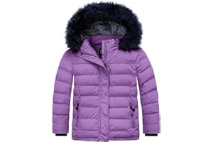 ZSHOW Girls' Water Resistant Puffer Jacket Soft Fleece Lined Padded Hooded Winter Coat