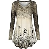 BAISHENGGT Women's Casual Long Sleeve Tunic Tops for Leggings V-Neck Blouse T-Shirt