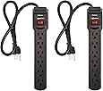 AmazonBasics 6-Outlet Surge Protector Power Strip 2-Pack, 200 Joule - Black