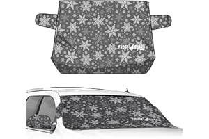 FrostGuard Plus Winter Windshield Cover with Built-in Security Panels and Wiper Blade Coverage + Mirror Covers - Weather Resistant; Protects from Snow, Ice and Frost (Snowflake, XL)