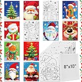 Tinlade 12 Pcs Pre Drawn Canvas for Painting Stretched,Christmas Style | 7.9x9.8in Outline Canvases Ready to Paint, Acrylic-friendly for Adults Beginners, DIY Art Boards with Stretched Frames