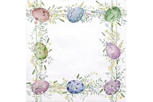 WRAPAHOLIC 25Pcs Easter Cocktail Napkins - 3-Ply Colorful Easter Eggs Disposable Paper Napkins for Easter, Baby Shower, Sprin