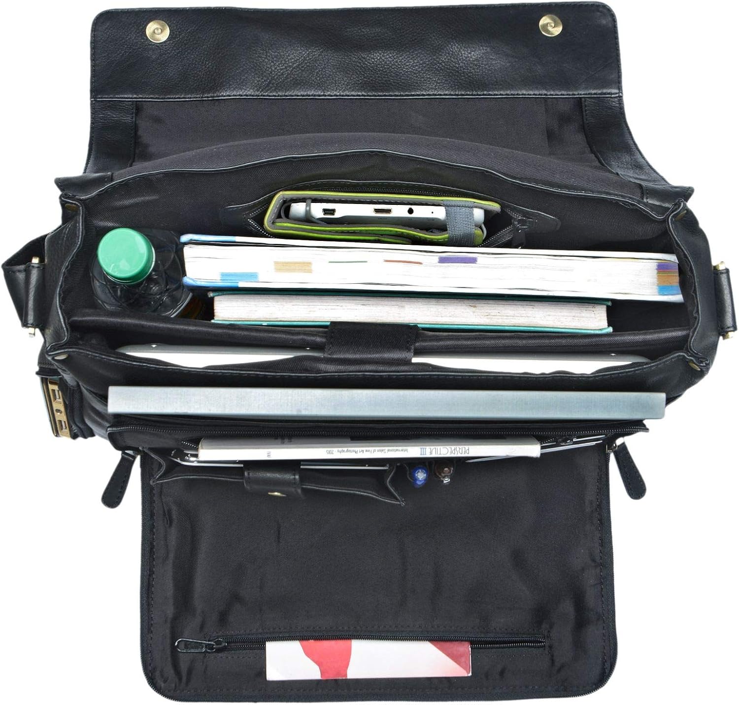 STILORD Black Leather Bag Men Laptop 15.6 inches Messenger Bag Unisex Elegant Shoulder Bag for University Office Freetime in Genuine Buffalo Leather - Image 5