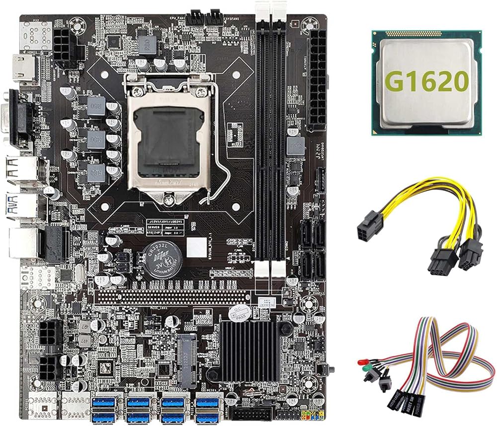 Lodokdre B75 ETH Mining Motherboard 8X PCIe USB G1620 CPU LGA1155