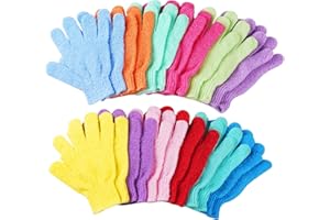 CVNDKN 24 pcs Exfoliating Shower Gloves,Double Sided Exfoliating Bath Gloves Deep Clean Dead Skin for Spa Massage Beauty Skin Shower Body Scrubber Bathing Accessories.-12 Multi-Colors