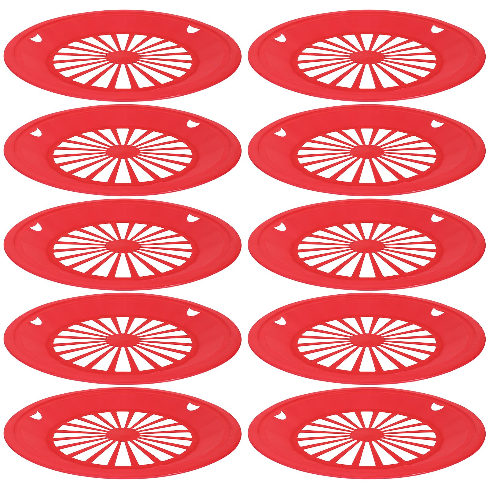 DOITOOL 10Pcs Reusable Plastic Paper Plate Holder for Party BBQ and Picnic Round Paper Plate Trays Barbecue Plate Support Plastic Dinnerware (Red)