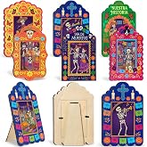 Fuutreo 6 Pcs Day of the Dead Decoration Picture Frame Dia de los Muertos | Day of the Dead Altar Kit Dia de los Muertos Photo Frames Ofrenda Decor with Stand for Mexican Memorial Tabletop Display
