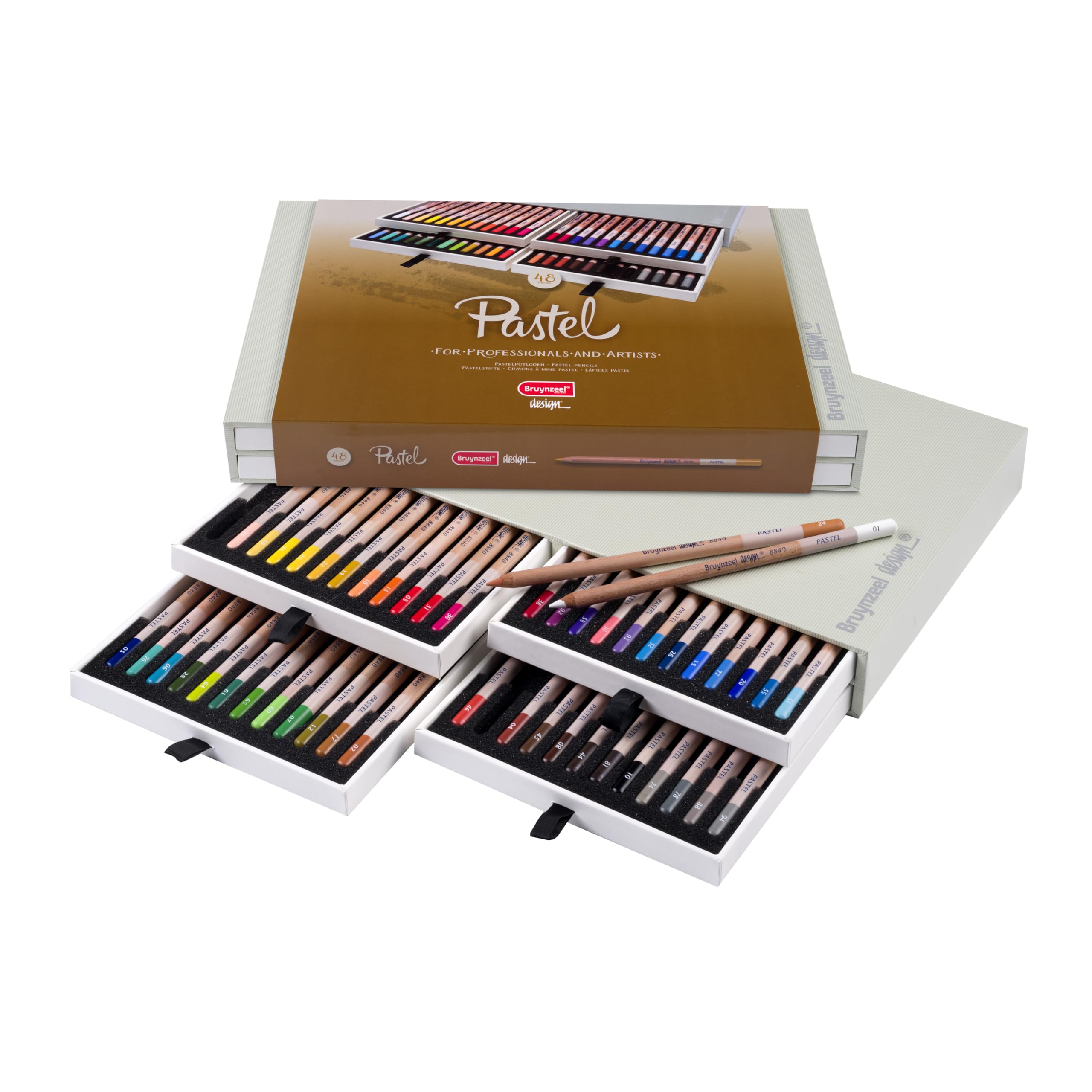 Bruynzeel Design Professional Pastel Pencil Set of 48 Colors in Box | Artists Pencils for Drawing, Sketching & Coloring