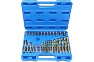 GMTOOLS 35-Piece Helical Screw Puller Bolt Puller Kit, Easy Removal Kit with Left Hand Drill Bit Multi-spline Puller for Stripping Damaged, Studs, Rusty, Fillet Bolts, Nuts and Screws Screw Remover