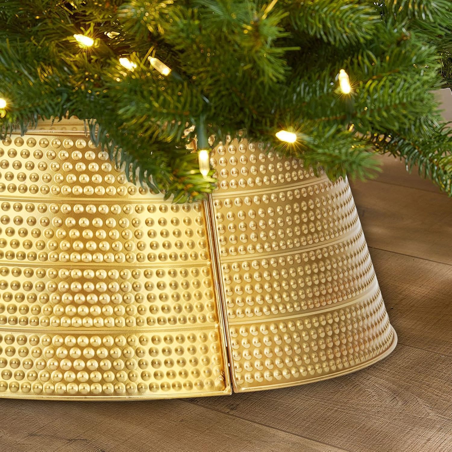 Tree Stands - BAYN Metal Christmas Tree Collar, 23-Inch Diameter Base Cover Decorative Christmas Tree Ring Festive Xmas Artificial Tree Stand Cover for Christmas Decor