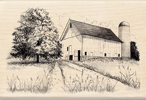 Inkadinkado Wood Stamp Old Barn Amazon In Electronics