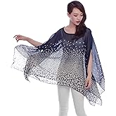 Max Hsuan Women's Loose Solid Sheer Chiffon Caftan Poncho Batwing Tunic Top Blouse Summer Oversized Shirts