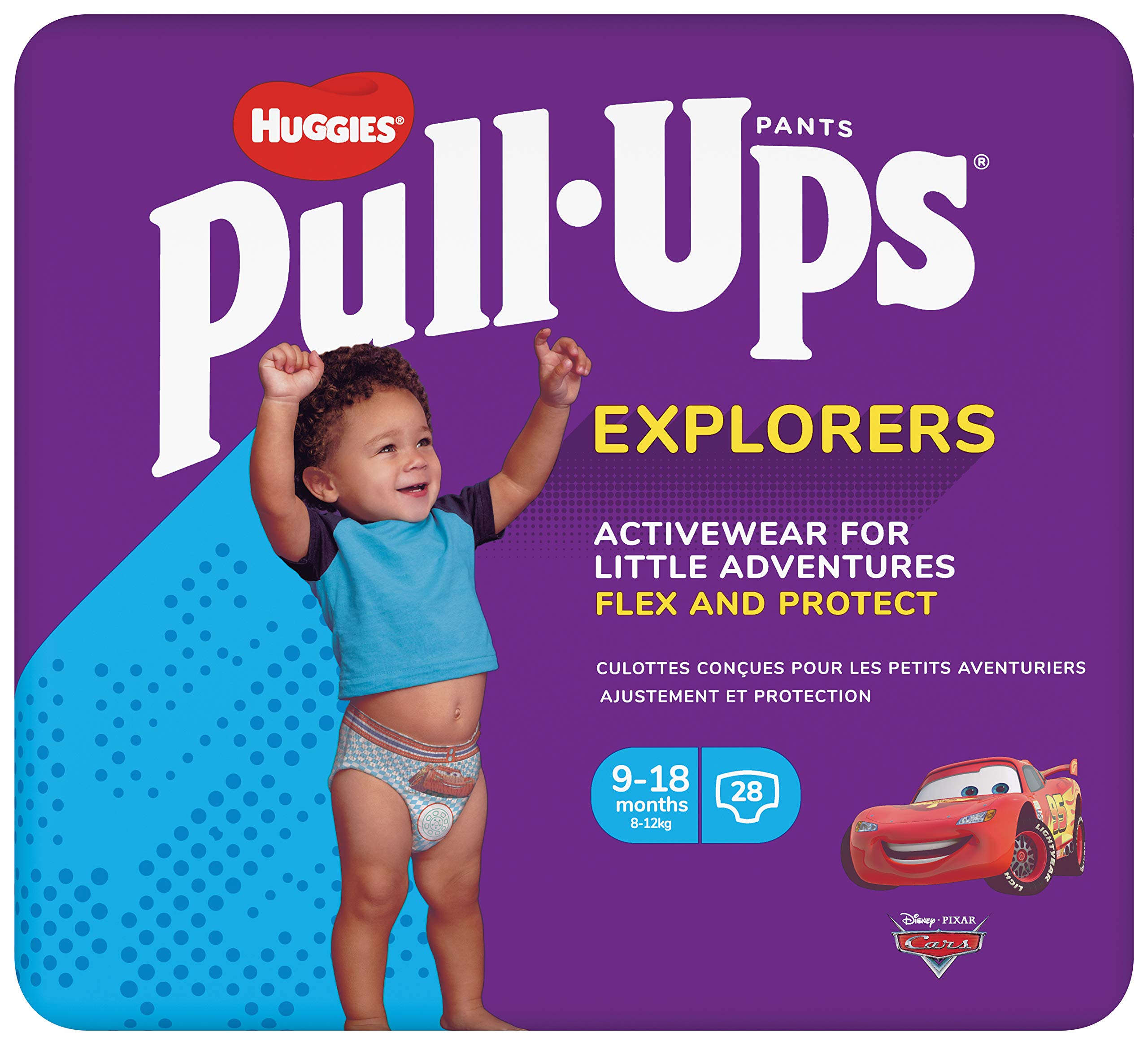 Huggies Pull-Ups, Explorers Nappy Pants for Boys - 9-18 Months, Size 3-4- Flex and Protect Pull Up Nappies with Potty Training Wetness Indicator , Pack of 28