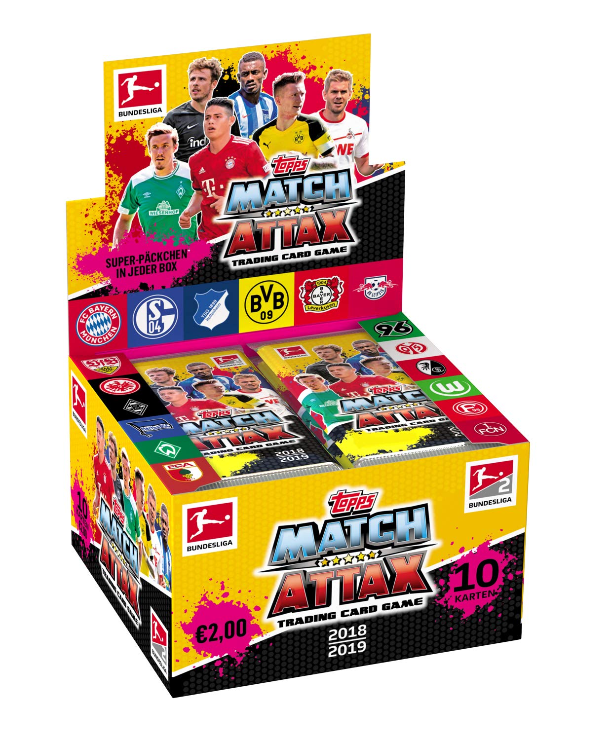 Topps BL19-DE3/D European Soccer Club Trading Cards 2018/19, 36 Boosters in Display, Multi-Coloured