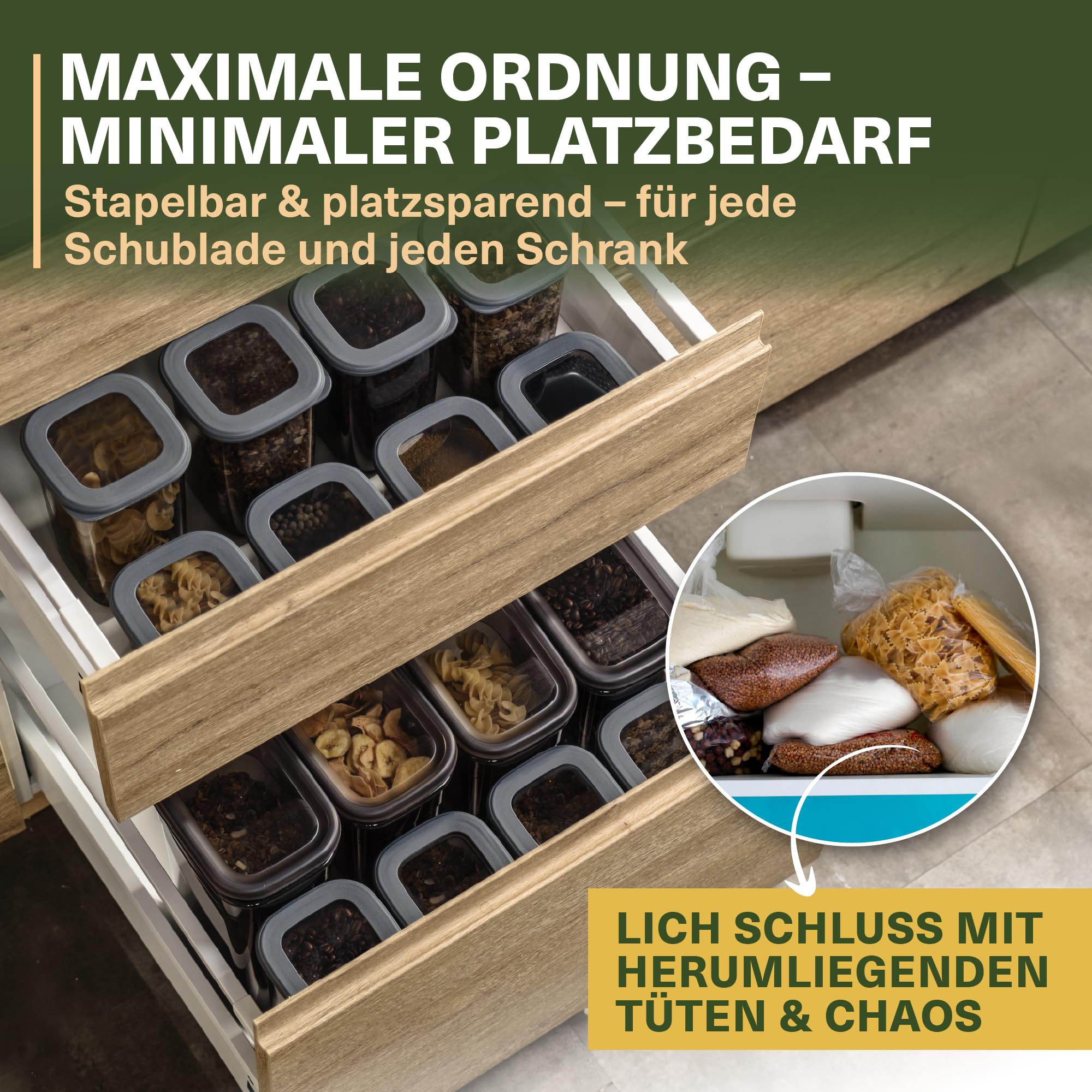 Viwares Vorratsdosen mit Deckel Luftdicht, 12er Vorratsbehälter Set BPA-Frei, Vorratsdose zur Müsli Mehl Aufbewahrung Küche, Praktische Organizer Küche, Frischhaltedosen für Lebensmittelaufbewahrung 7